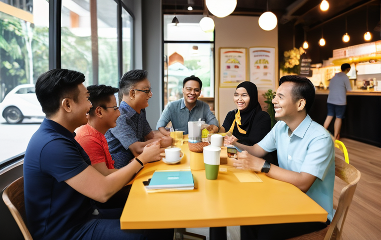 커뮤니티 관리와 브랜드 충성도 구축 - **Prompt:** A vibrant, harmonious community of diverse Malaysian individuals (Malay, Chinese, Indian...