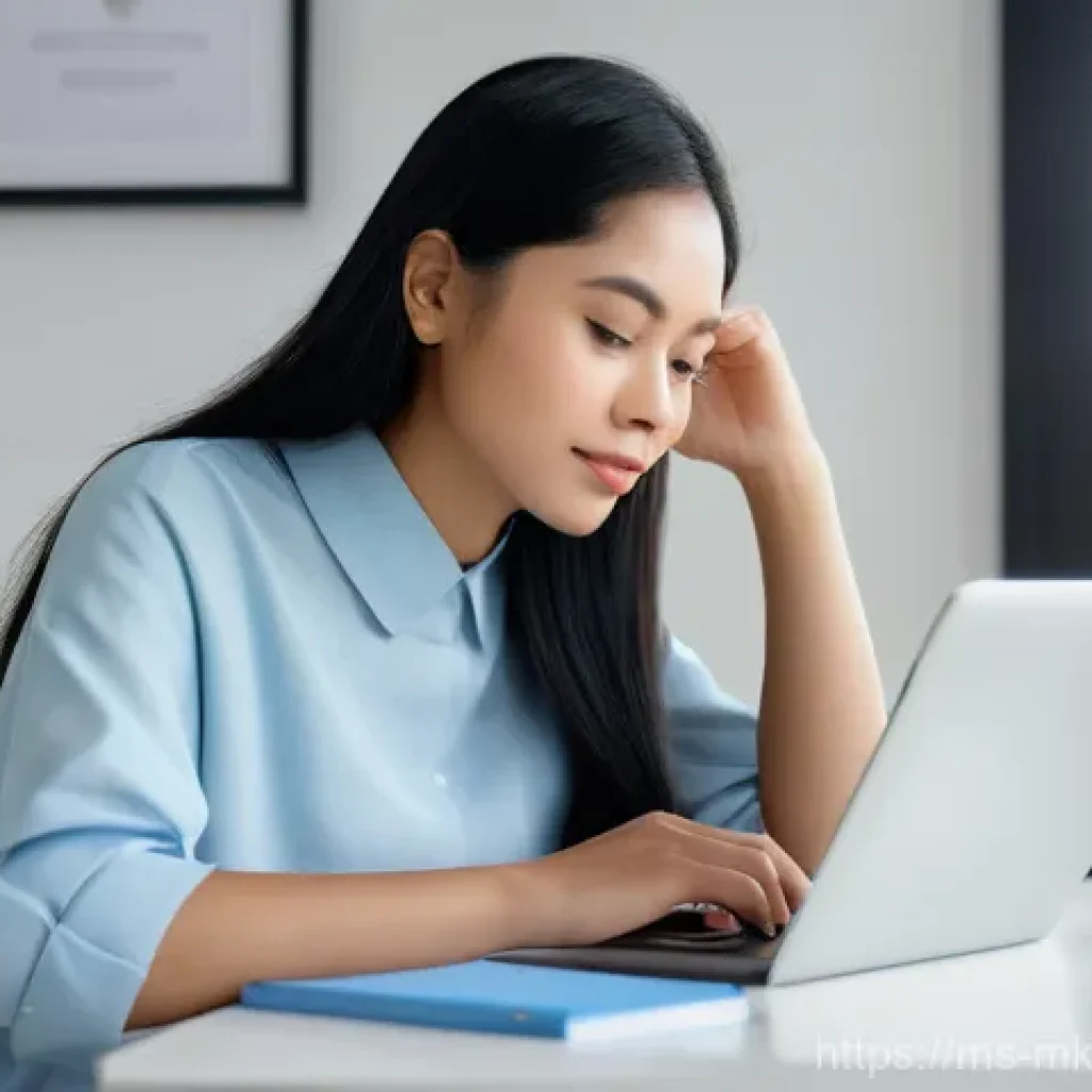 구글 SEO 알고리즘 변화에 따른 최적화 방법 - **Prompt:** A young, diverse Malaysian woman, dressed casually in modest, modern attire, is seated c...