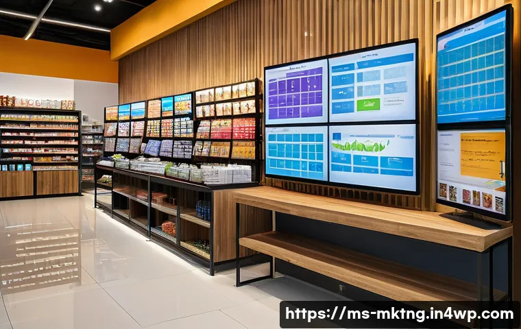 고객 행동 분석을 통한 마케팅 전략 최적화 - A modern Malaysian retail store interior with diverse customers analyzing digital transaction data o...