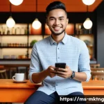 전환율 개선을 위한 랜딩 페이지 최적화 - A modern Malaysian digital marketing landing page layout displayed on a sleek smartphone screen held...