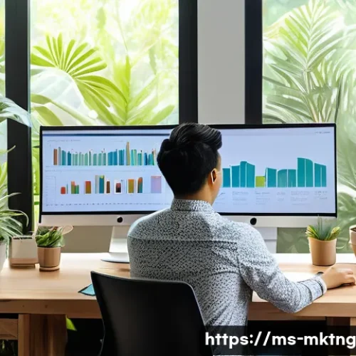 구글 태그 매니저 활용법과 최적화 - A modern Malaysian digital marketer working confidently at a sleek home office desk, multiple comput...