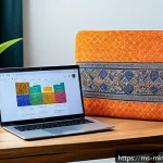Home 23 SEO 키워드 리서치 방법 및 도구 - A modern Malaysian home office setup featuring a laptop displaying Google Search Console and Google ...
